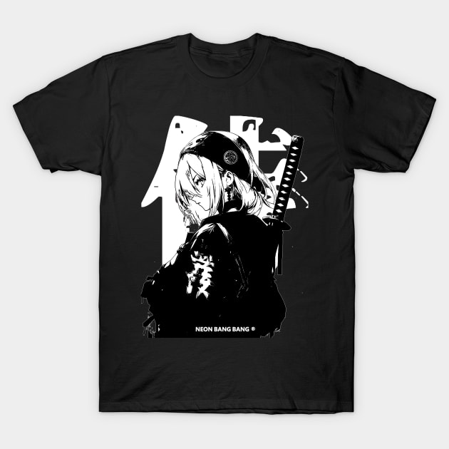 Cyberpunk Ninja Girl Samurai Warrior Anime Streetwear T-Shirt by Neon Bang Bang